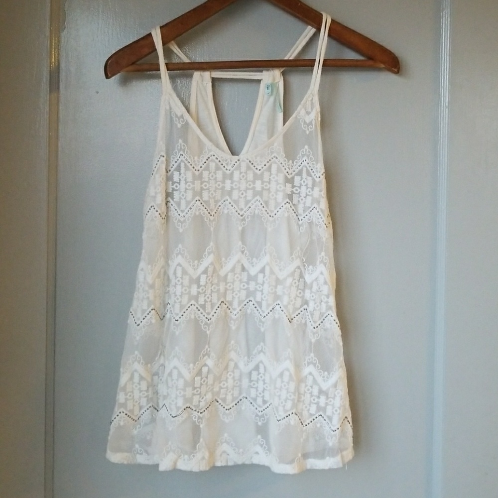 Ivory Tank top Large Maurices sheer lace crochet